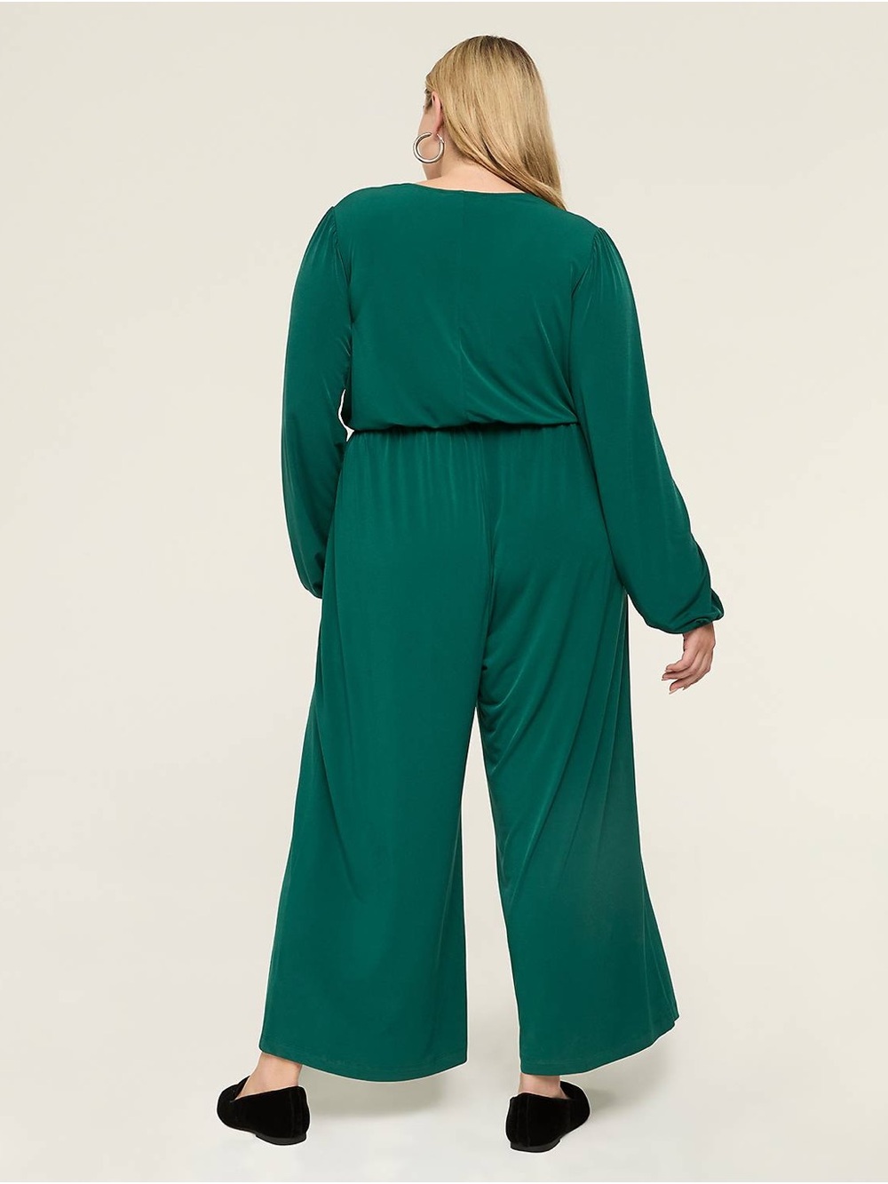 Lane Bryant Green Surplice Long Sleeve Wide Leg Jumpsuit - NWT - Picture 2 of 11
